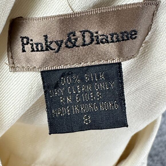 Vintage Pinky & Dianne Silk Top Womens 8 Cream Tuxedo Long Sleeve Button Blouse* - Picture 15 of 15